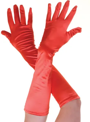 Ladies Plain Satin Long Gloves