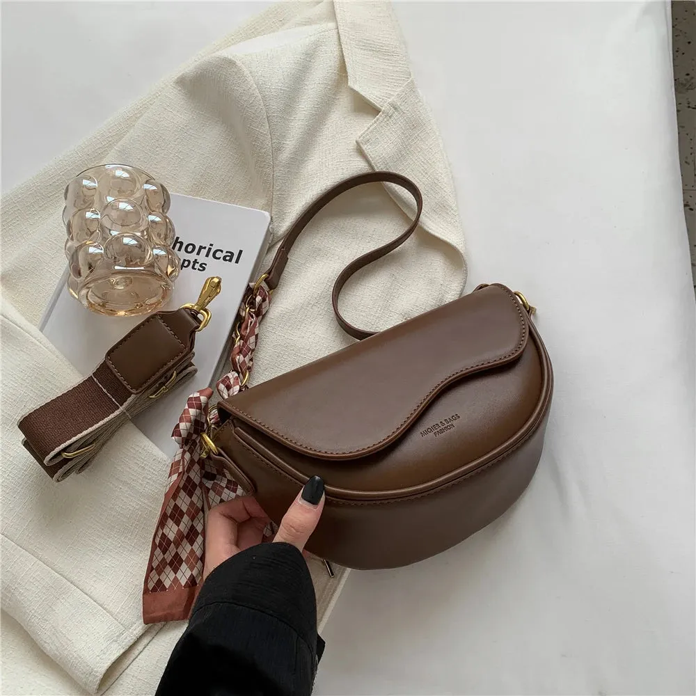 Lady Glams Toptrends Retro Saddle Shoulder Crossbody Bag - Embrace 2024's Trendsetting Luxury