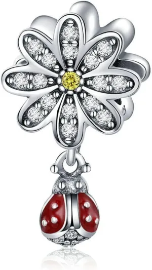 Ladybug Charm 925 Sterling Silver Bee Charm Beetle Charm Spider Charm Giraffee Butterfly Animal Charm Jewelry Birthday Festival Charm for Pandora Charm Bracelet