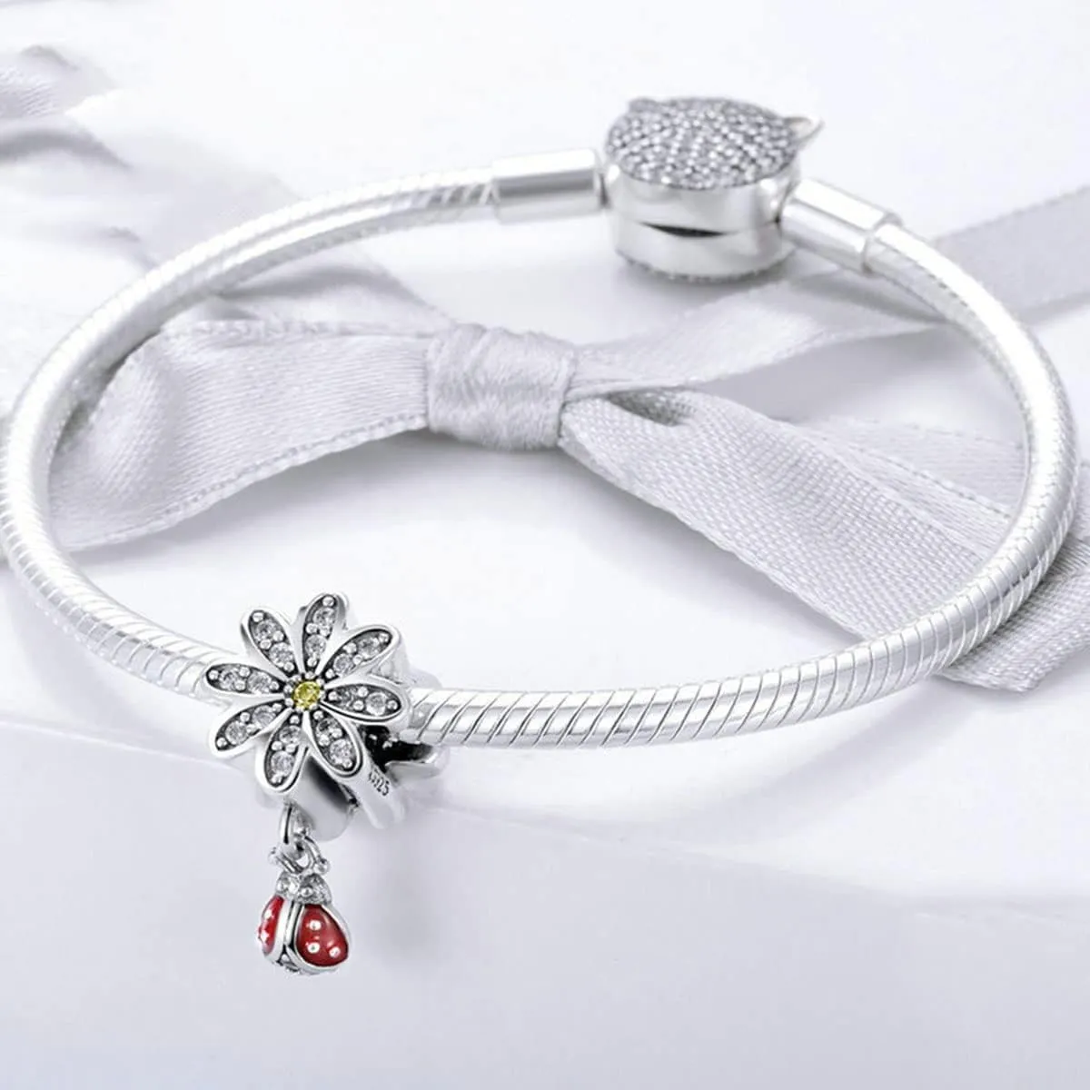 Ladybug Charm 925 Sterling Silver Bee Charm Beetle Charm Spider Charm Giraffee Butterfly Animal Charm Jewelry Birthday Festival Charm for Pandora Charm Bracelet
