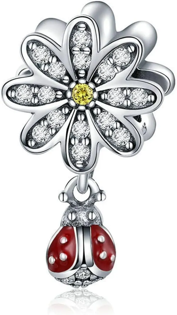 Ladybug Charm 925 Sterling Silver Bee Charm Beetle Charm Spider Charm Giraffee Butterfly Animal Charm Jewelry Birthday Festival Charm for Pandora Charm Bracelet