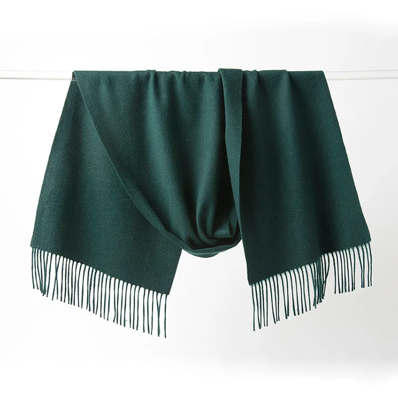 Lambswool Scarf Woven Plain Bottle Green
