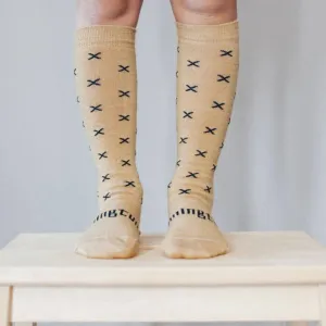 Lamington Chestnut Tan Black Merino Socks Knee High