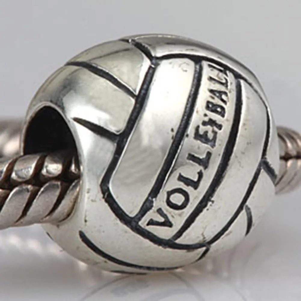 Lamoony Charm Sterling Silver Volleyball Charm for Pandora Bracelet (A)