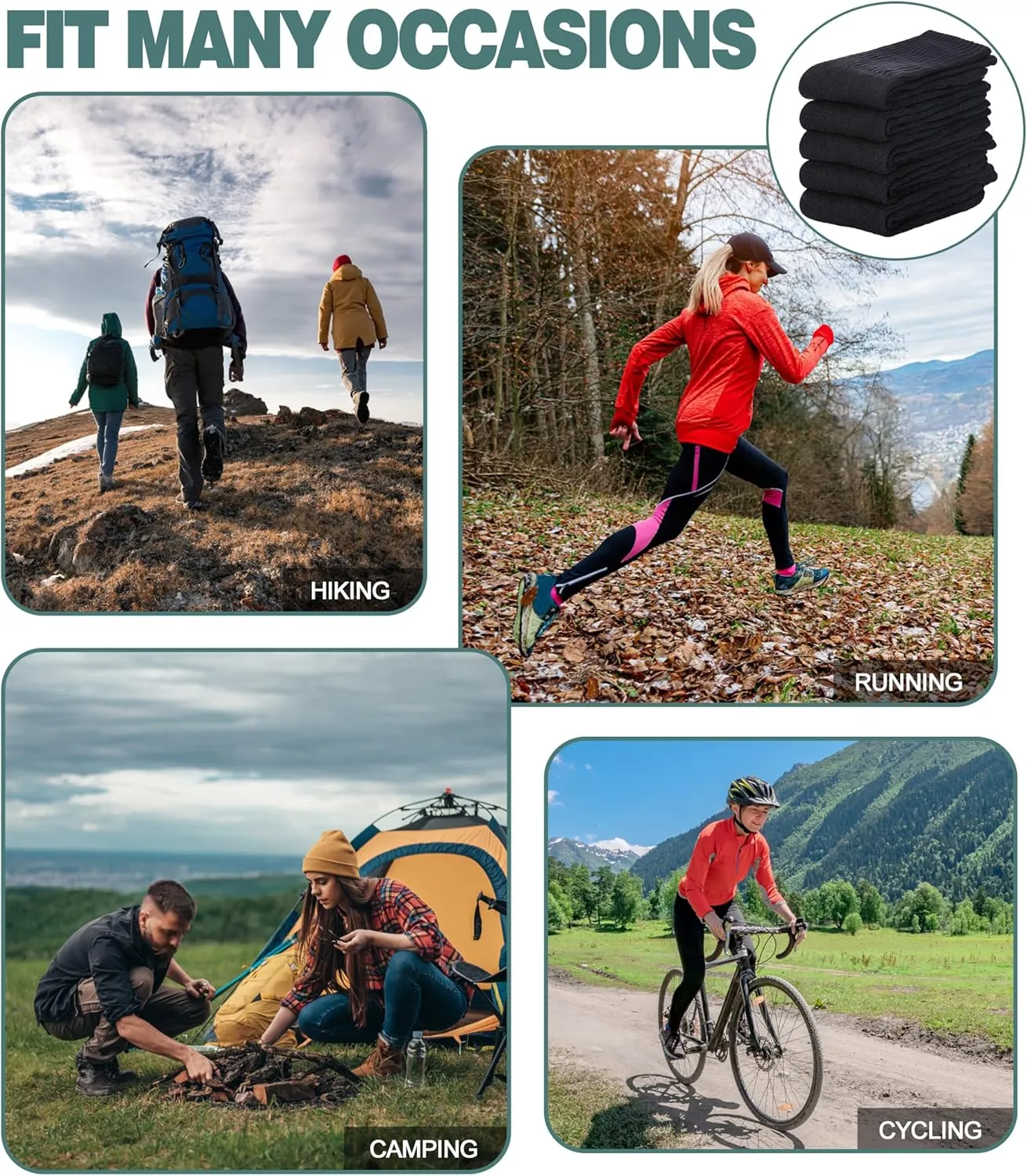 LANLEO Merino Wool Hiking Socks for Women Men Thermal Winter Warm Thick Cushion Moisture Wicking Crew Work Boot Socks