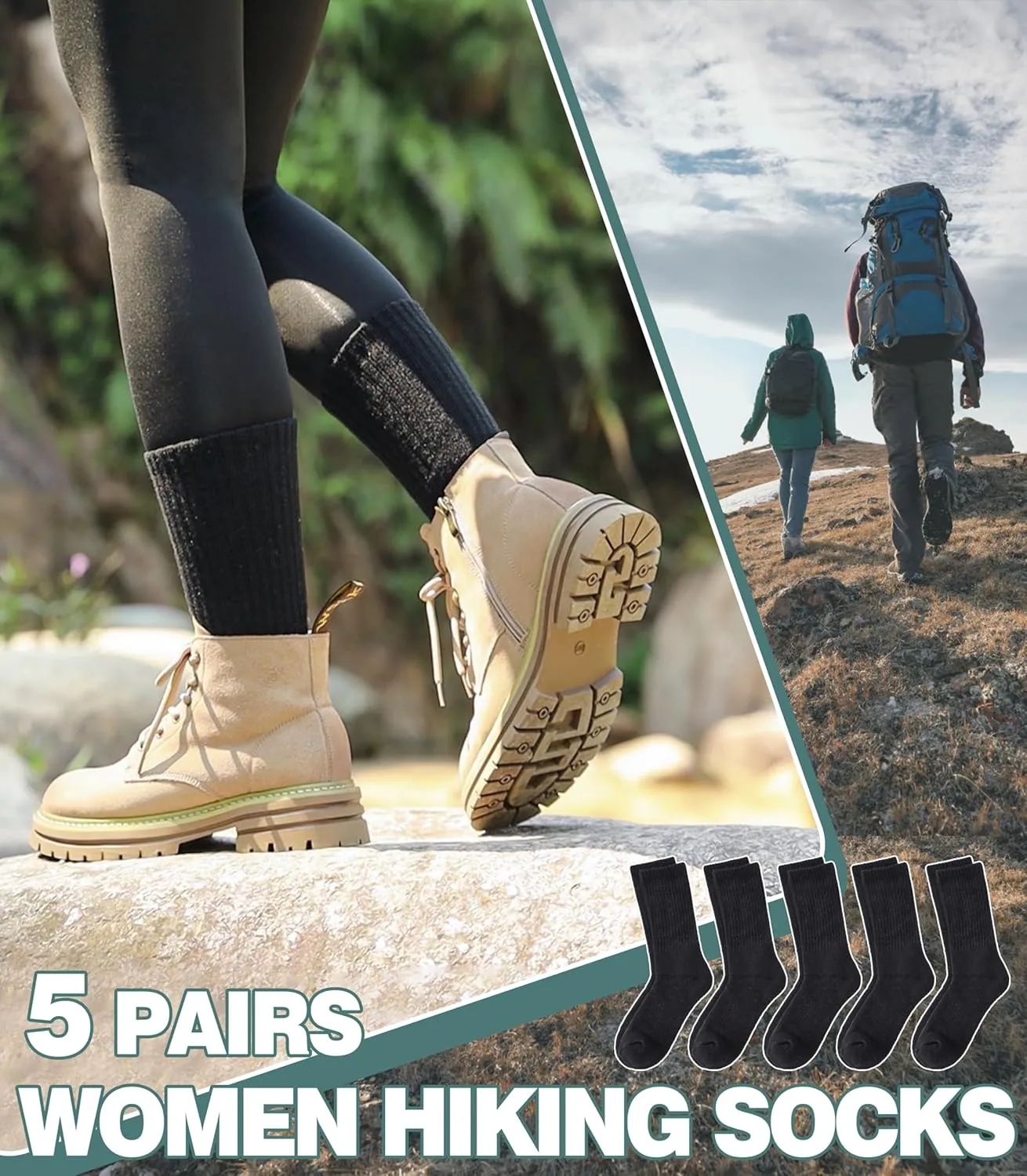LANLEO Merino Wool Hiking Socks for Women Men Thermal Winter Warm Thick Cushion Moisture Wicking Crew Work Boot Socks