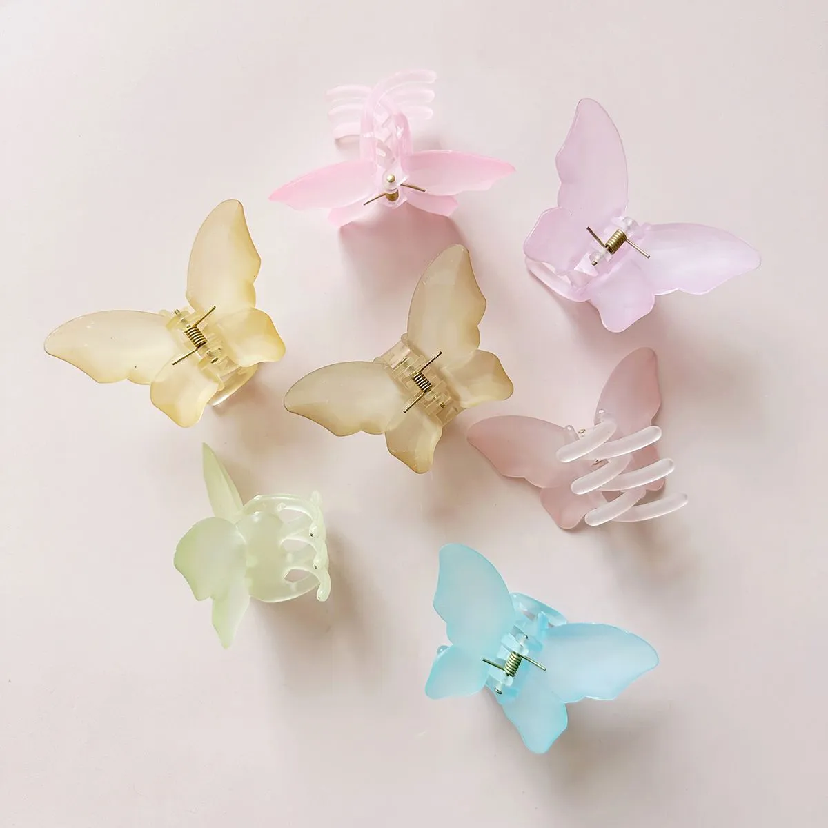 Large Frosted Butterfly Hair Claw Clips