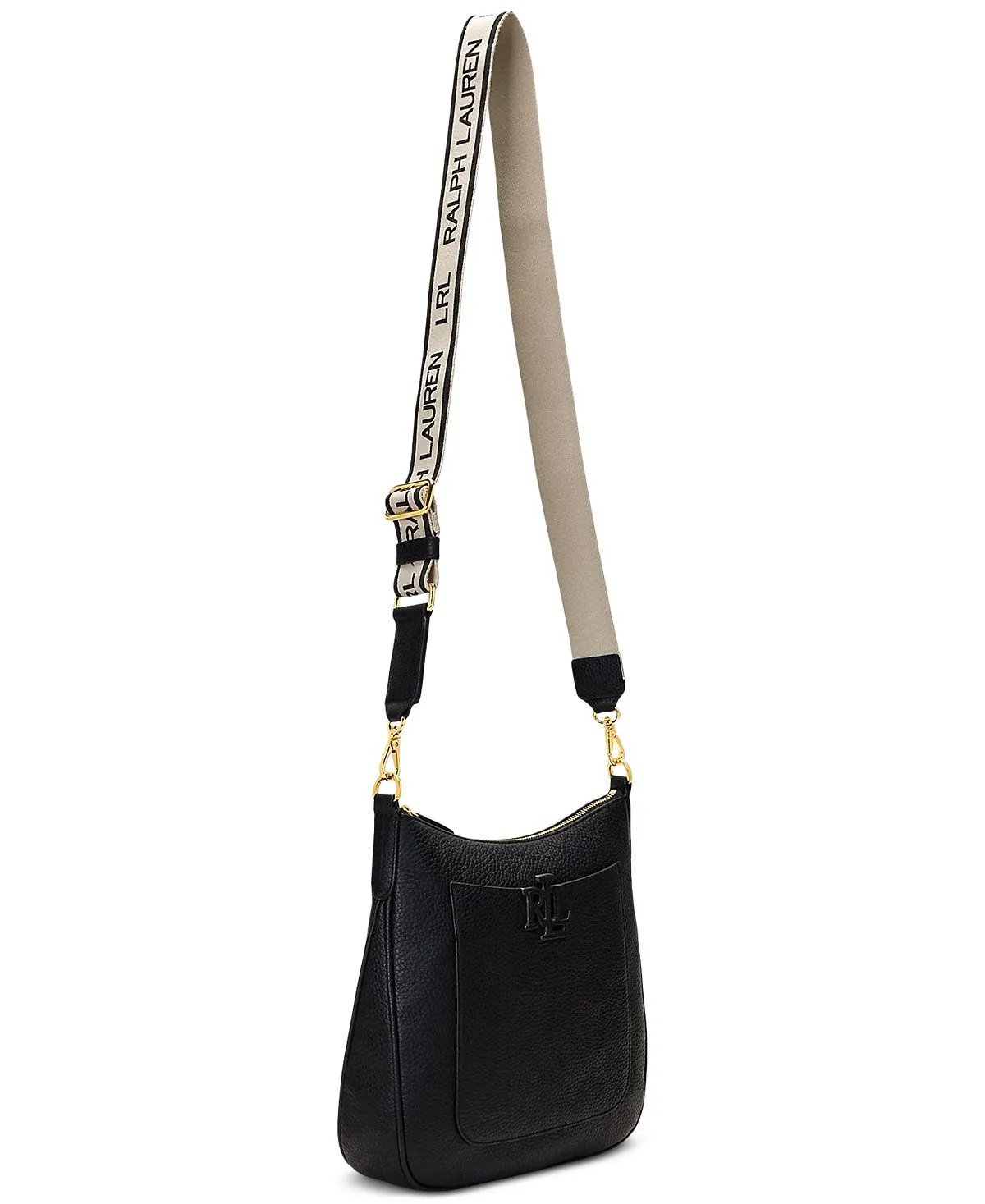 Lauren Ralph Lauren Pebbled Leather Cameryn Small Shoulder Bag, Black