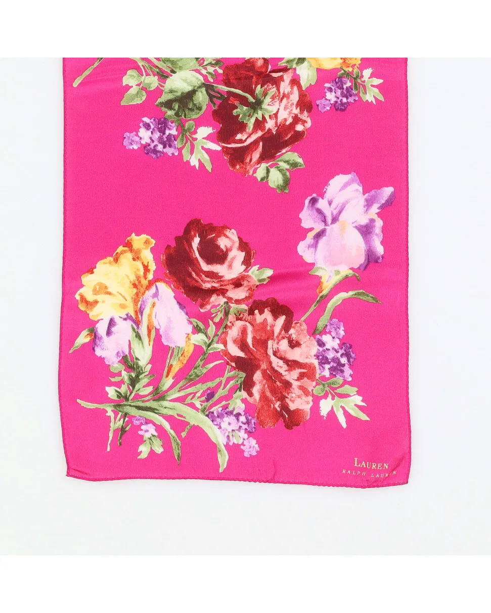 Lauren Ralph Lauren Pink Floral Silk Scarf