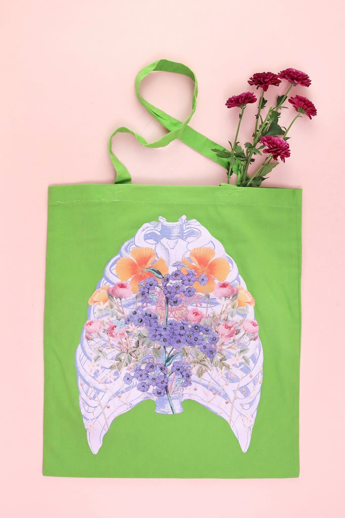 Lavender Ribcage Green Tote Bag