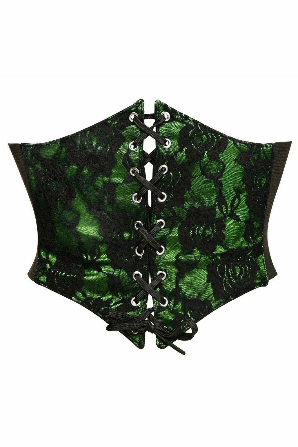 Lavish Green w/Black Lace Overlay Corset Belt Cincher