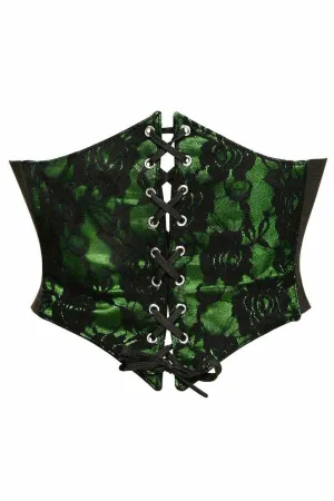 Lavish Green w/Black Lace Overlay Corset Belt Cincher