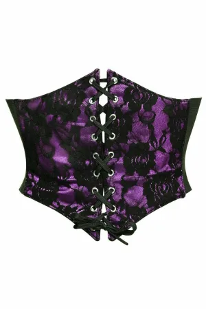 Lavish Purple w/Black Lace Overlay Corset Belt Cincher