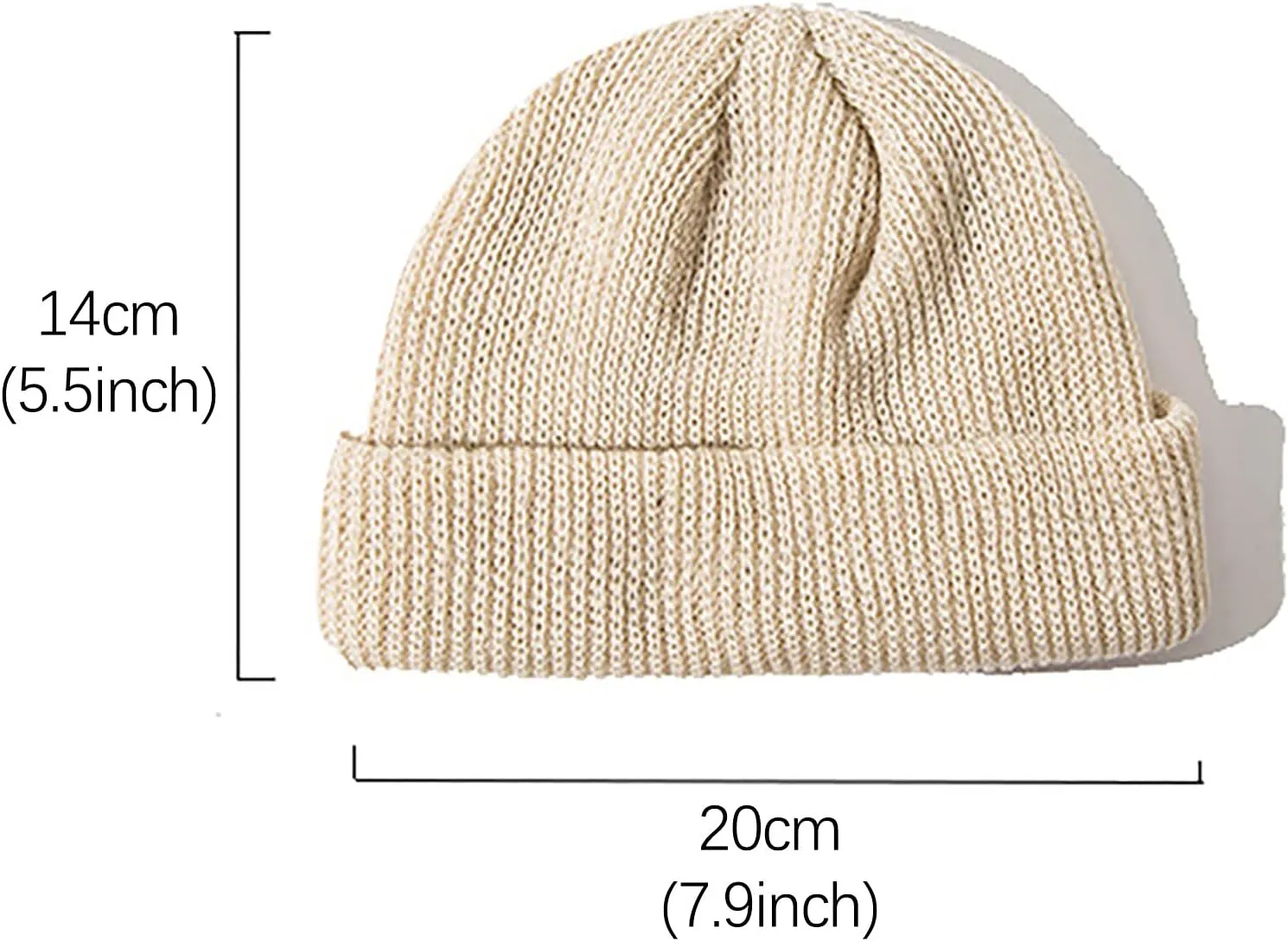 LAWOR Trawler Beanie Hat Winter Short Beanie Hat Roll-up Edge Skullcap Fisherman Beanie for Men and Women