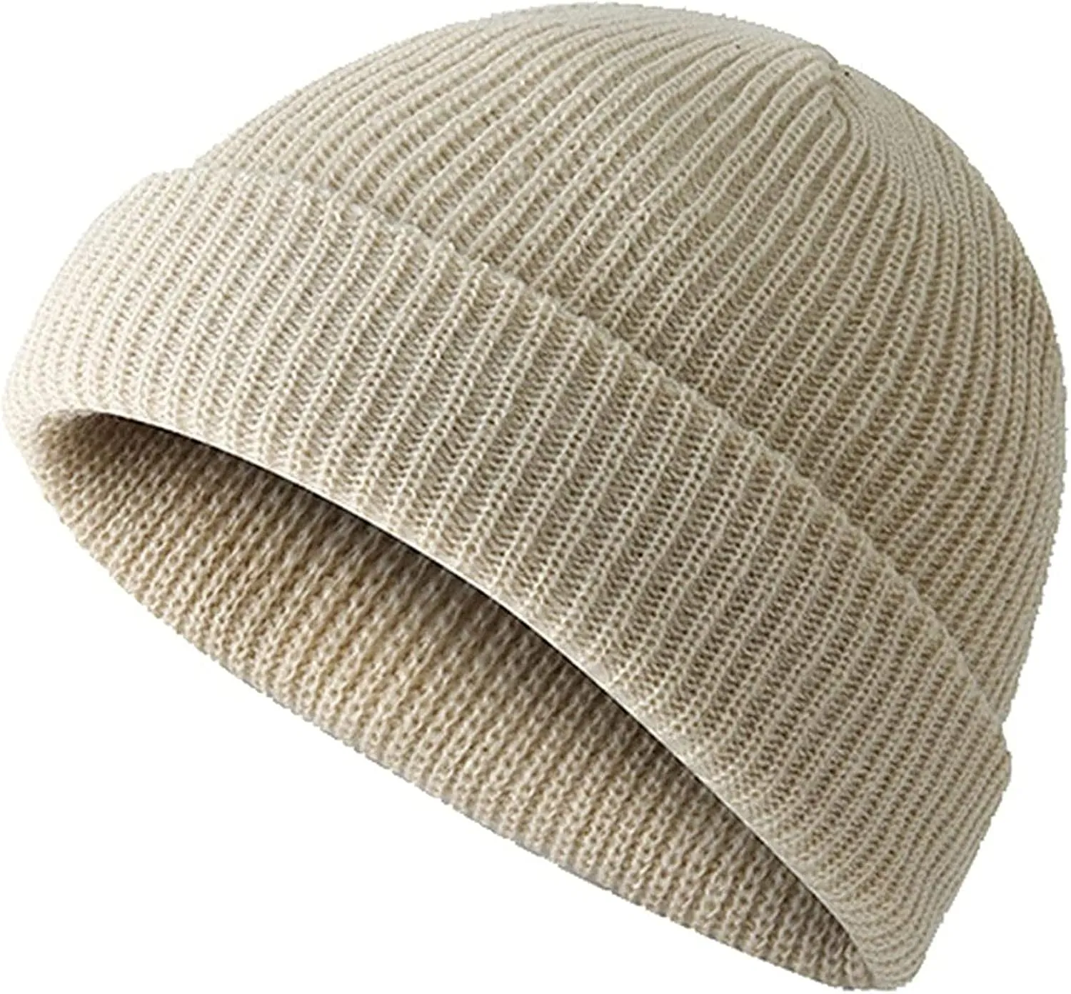 LAWOR Trawler Beanie Hat Winter Short Beanie Hat Roll-up Edge Skullcap Fisherman Beanie for Men and Women