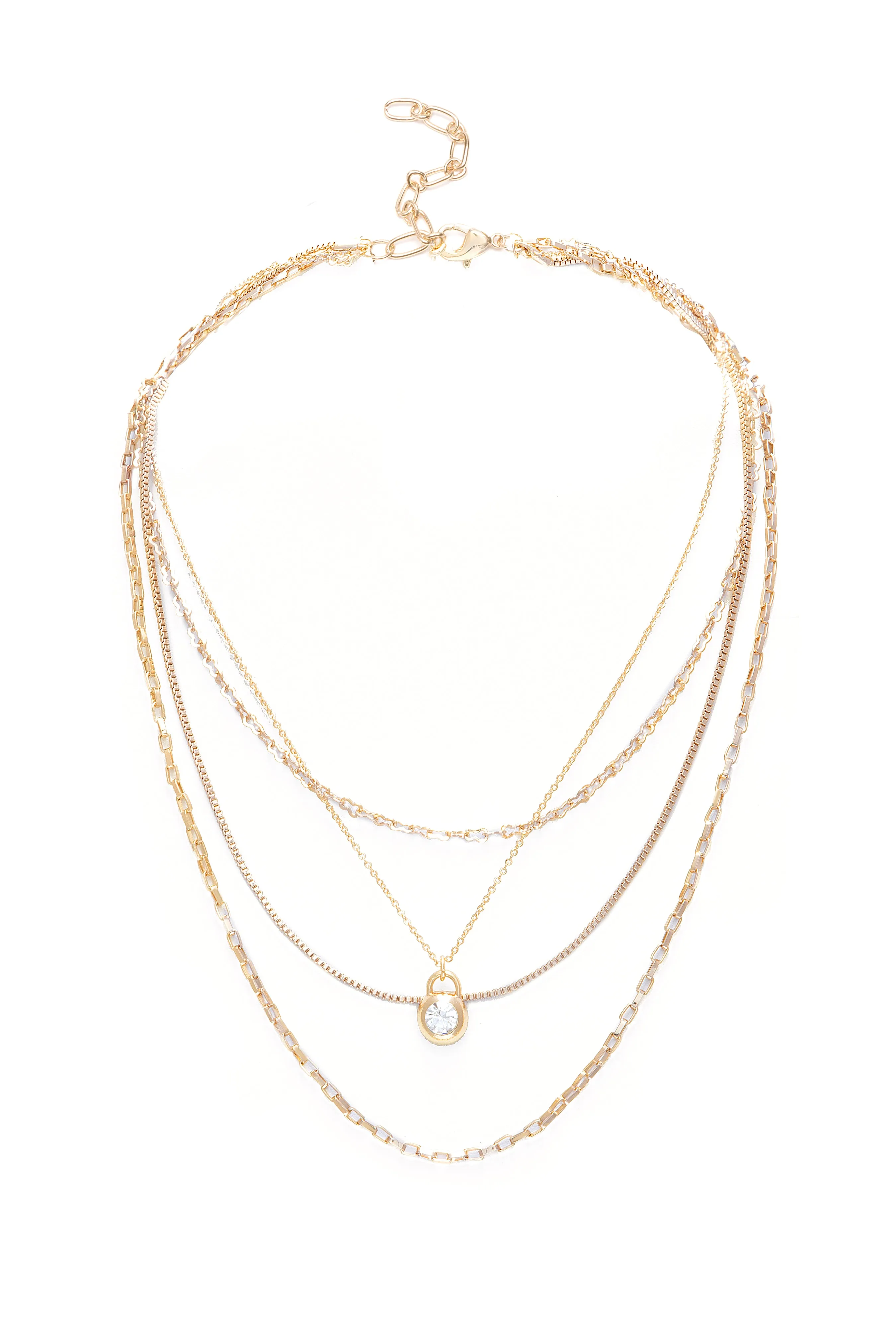 Layered Gold Chain Delicate Pendant Necklace