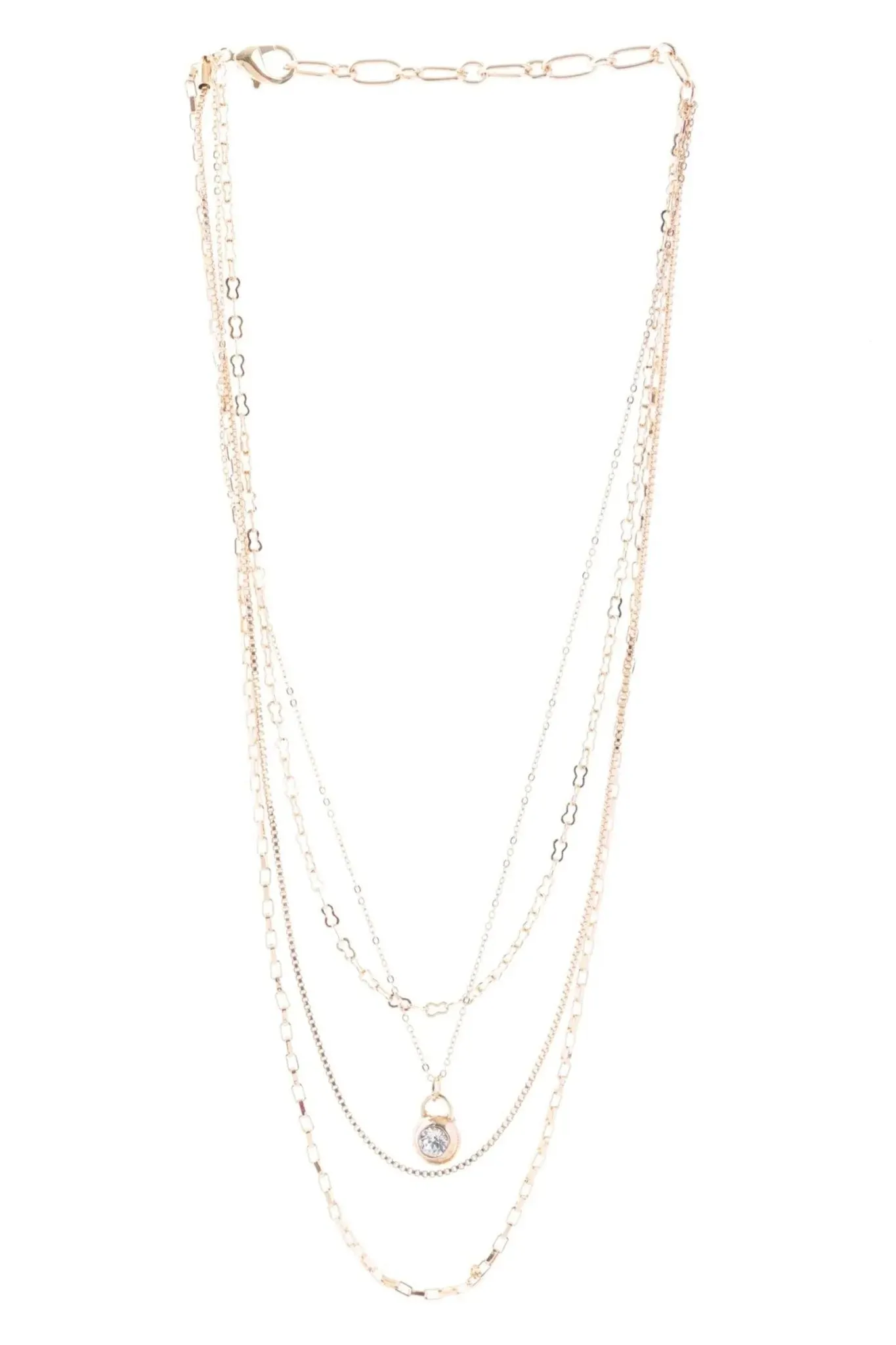 Layered Gold Chain Delicate Pendant Necklace