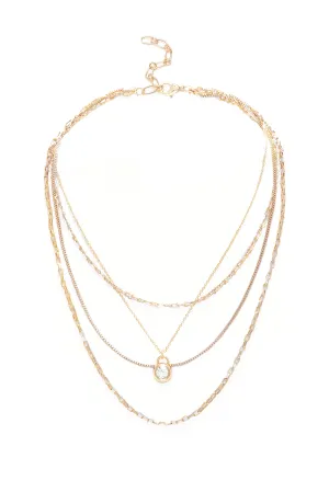 Layered Gold Chain Delicate Pendant Necklace