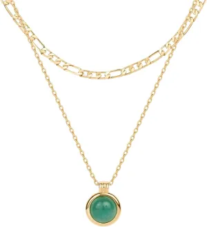 Layered Necklaces for Women,Green Aventurine Pendant Necklaces, Gemstone Pendant Chain Necklace,Bling Drop Pendant Choker Necklaces for Women,Layering Choker Necklace Jewelry Gifts
