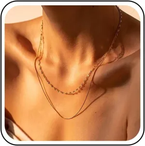Layered Satellite Chain Necklace Boho Gold Layered Choker Necklace Smalll Beadeds Chain Necklace Vintage Bead Chain Necklace Layering Chain Necklace