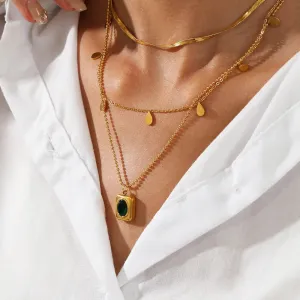Layered Square Pendant Necklace