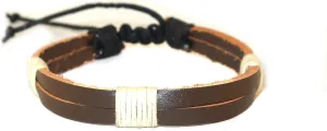 Leather Bracelet for Women & Men Leather Band Brown Color 21 cm Adjusting and Sliding Knot Handmade Leather Wristband Leather Cuff Bracelets Unisex Multi String