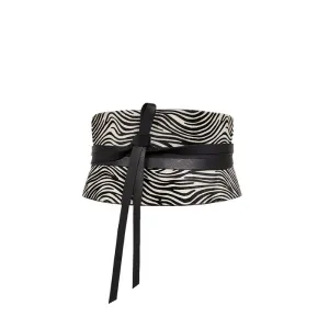 Leather Obi Corset Belt - Zebra