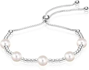 LeCalla 925 Sterling Silver Sliding Bolo Bracelet | Adjustable Beaded Tennis Bracelets for Women | Adjustable Slider Bolo Bracelets Gifts for Her