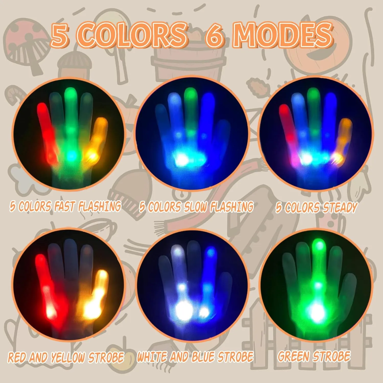 LED Gloves Boys Cool Toys Age 8-12 Year Old, 6 Modes Flashing Light Fun Toys for Kids, Parties & Gifts for 8 9 10 11 12 Year Old Girls Boys Birthdays Christmas Stocking Stuffers