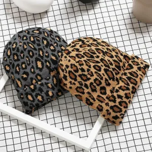 Leopard Print Slim and Fit Winter Beanie