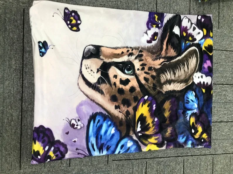 Leopard Printed US Standard Furry Pillow Cover for Bed, Kids Room Throw Pillow, Playroom Pillow, Decorative Pillow, Accent Pillow