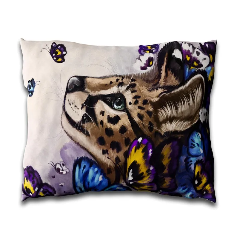 Leopard Printed US Standard Furry Pillow Cover for Bed, Kids Room Throw Pillow, Playroom Pillow, Decorative Pillow, Accent Pillow