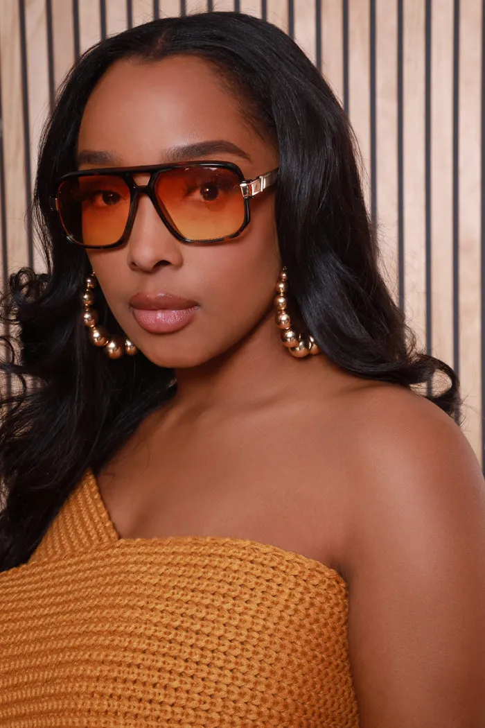 Let's Tussle Gradient Pilot Sunglasses - Peach/Yellow