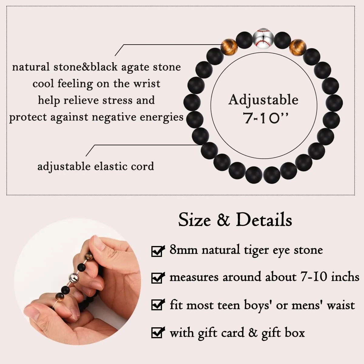 Leyung Bracelet Gifts for Teenage Boys, Football Baseball Basketball Soccer Bracelet Gifts for Boys Player Son Grandson Team Friend, Graduation Birthday Gifts for Teen Boys with Message Card