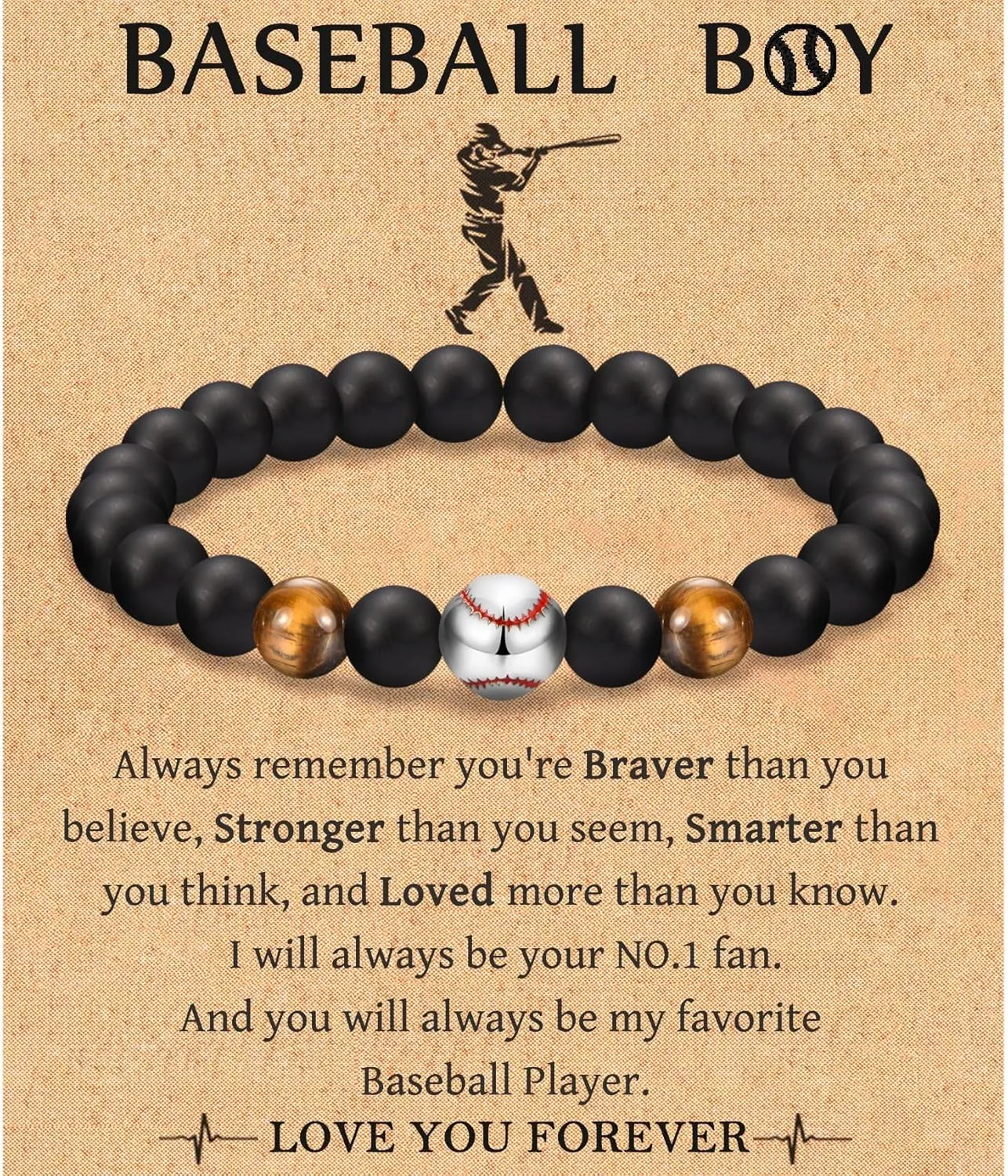Leyung Bracelet Gifts for Teenage Boys, Football Baseball Basketball Soccer Bracelet Gifts for Boys Player Son Grandson Team Friend, Graduation Birthday Gifts for Teen Boys with Message Card