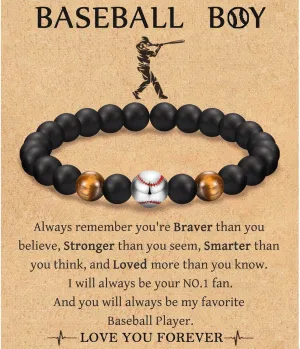 Leyung Bracelet Gifts for Teenage Boys, Football Baseball Basketball Soccer Bracelet Gifts for Boys Player Son Grandson Team Friend, Graduation Birthday Gifts for Teen Boys with Message Card