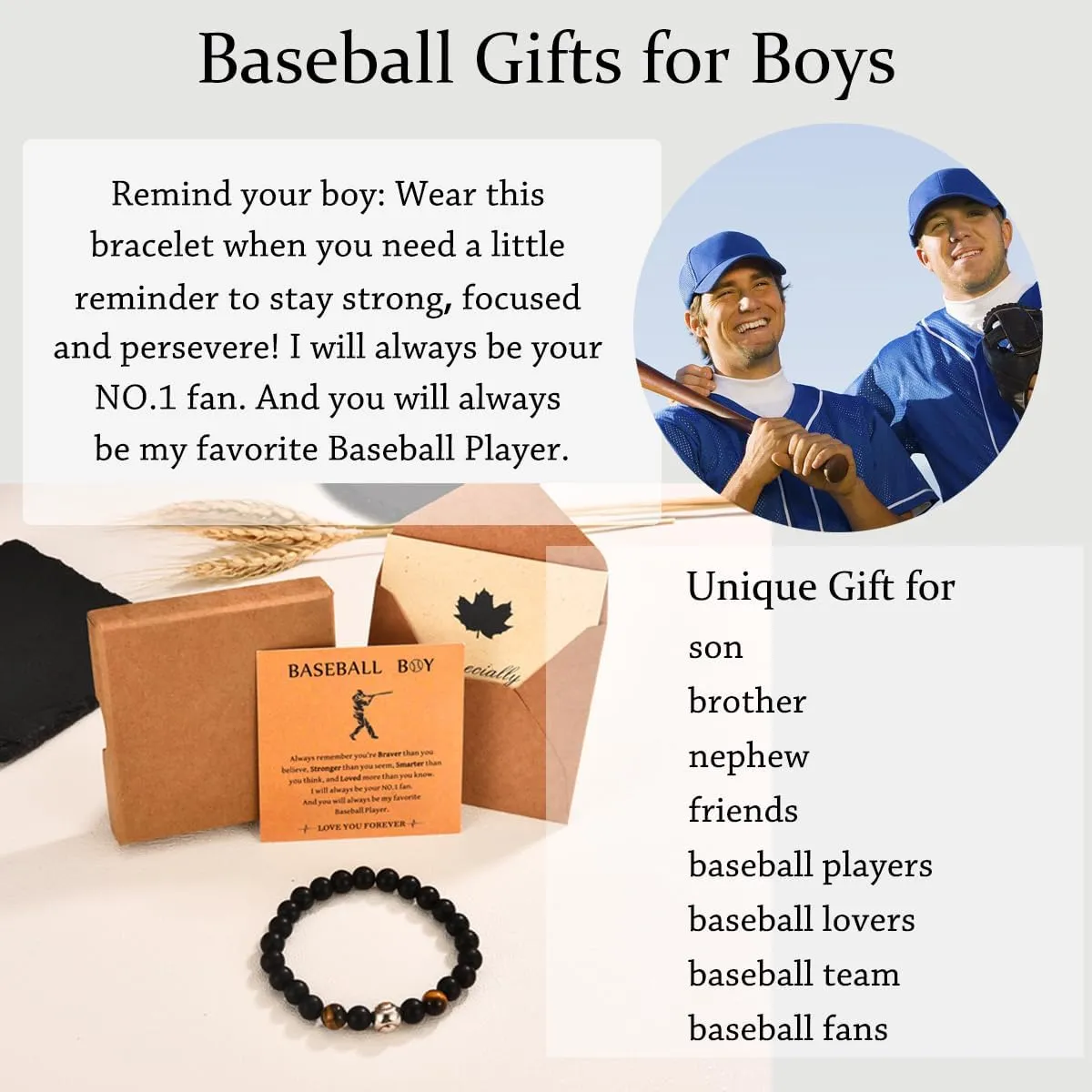 Leyung Bracelet Gifts for Teenage Boys, Football Baseball Basketball Soccer Bracelet Gifts for Boys Player Son Grandson Team Friend, Graduation Birthday Gifts for Teen Boys with Message Card
