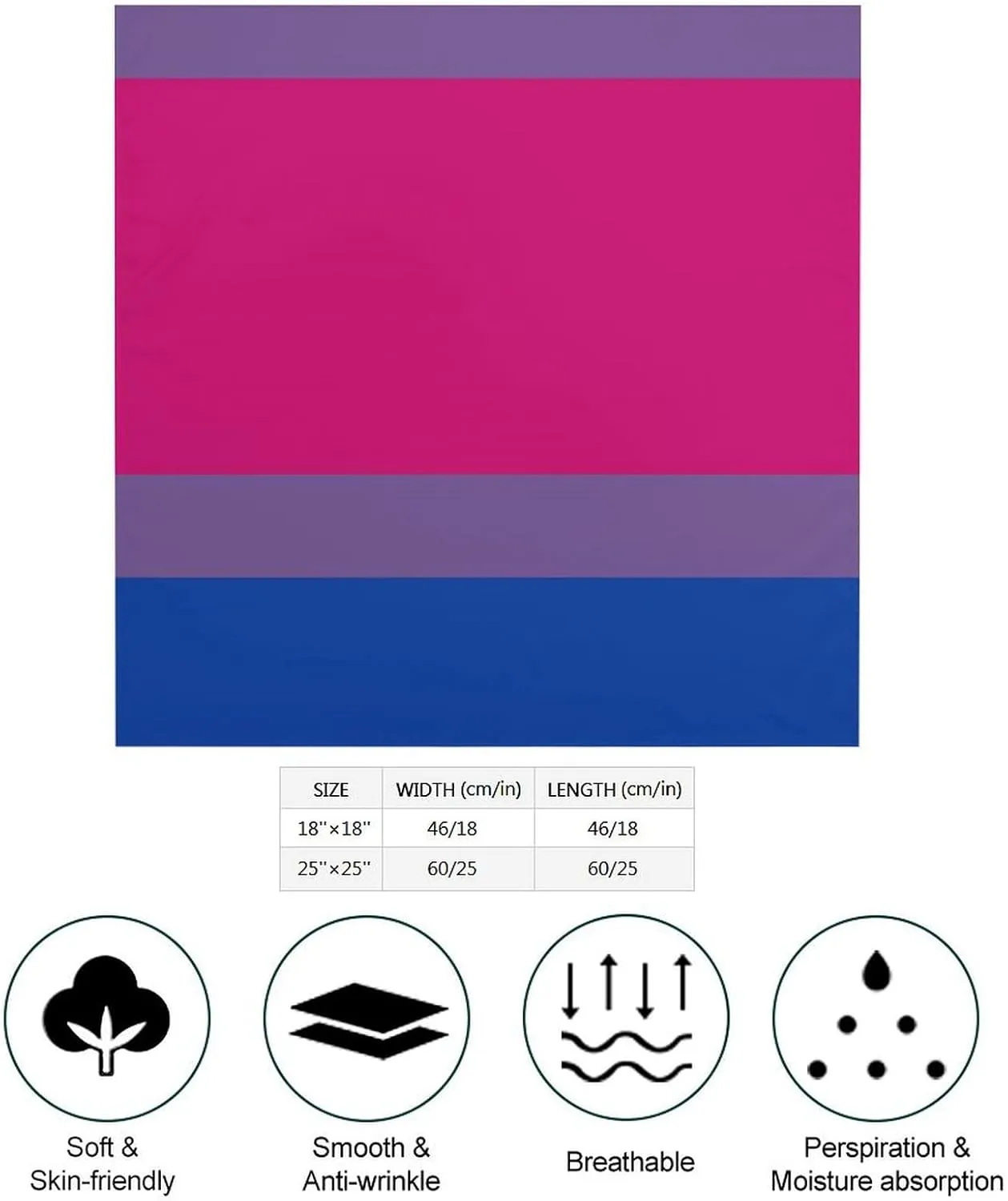 LGBTQ Bisexual Pride Bandana for Men Women Headscarf Handkerchief Scarf