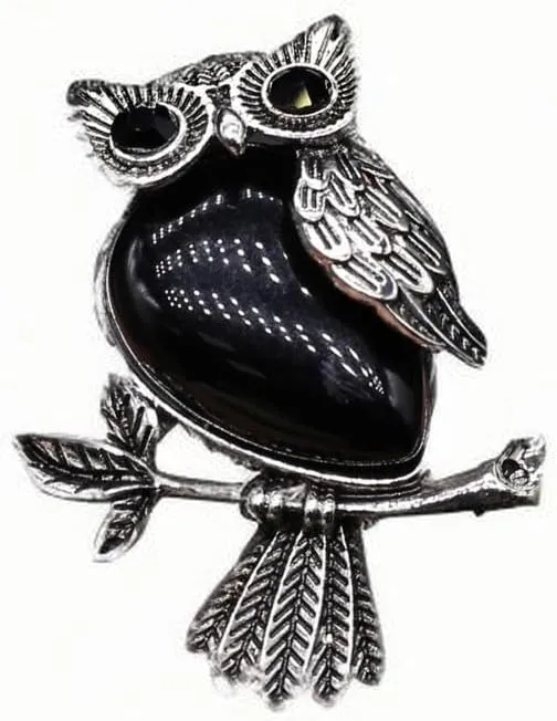 LHJ 8 Pcs Stone Brooches Owl Shape Healing Crystal Pendants Vivid Animal Charms for Jewelry Making Clothes Worn Decoration