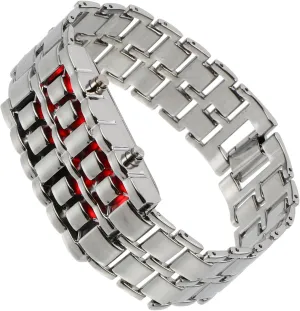 LIFKOME LED Digital Watch for Men Vintage Style Bracelet with Red LED Display High End Design Present for Valentine Day and Father Day Fashionable