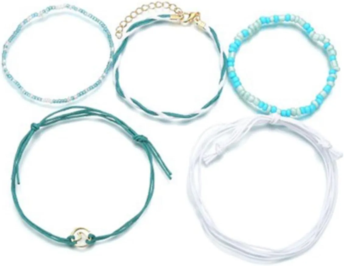 LIFKOME Retro Handmade Beads Bracelet Unique Woven Chain Anklet Fashion Multi-layer Foot Accessory Adjustable Jewelry Beach Style