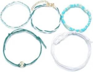 LIFKOME Retro Handmade Beads Bracelet Unique Woven Chain Anklet Fashion Multi-layer Foot Accessory Adjustable Jewelry Beach Style