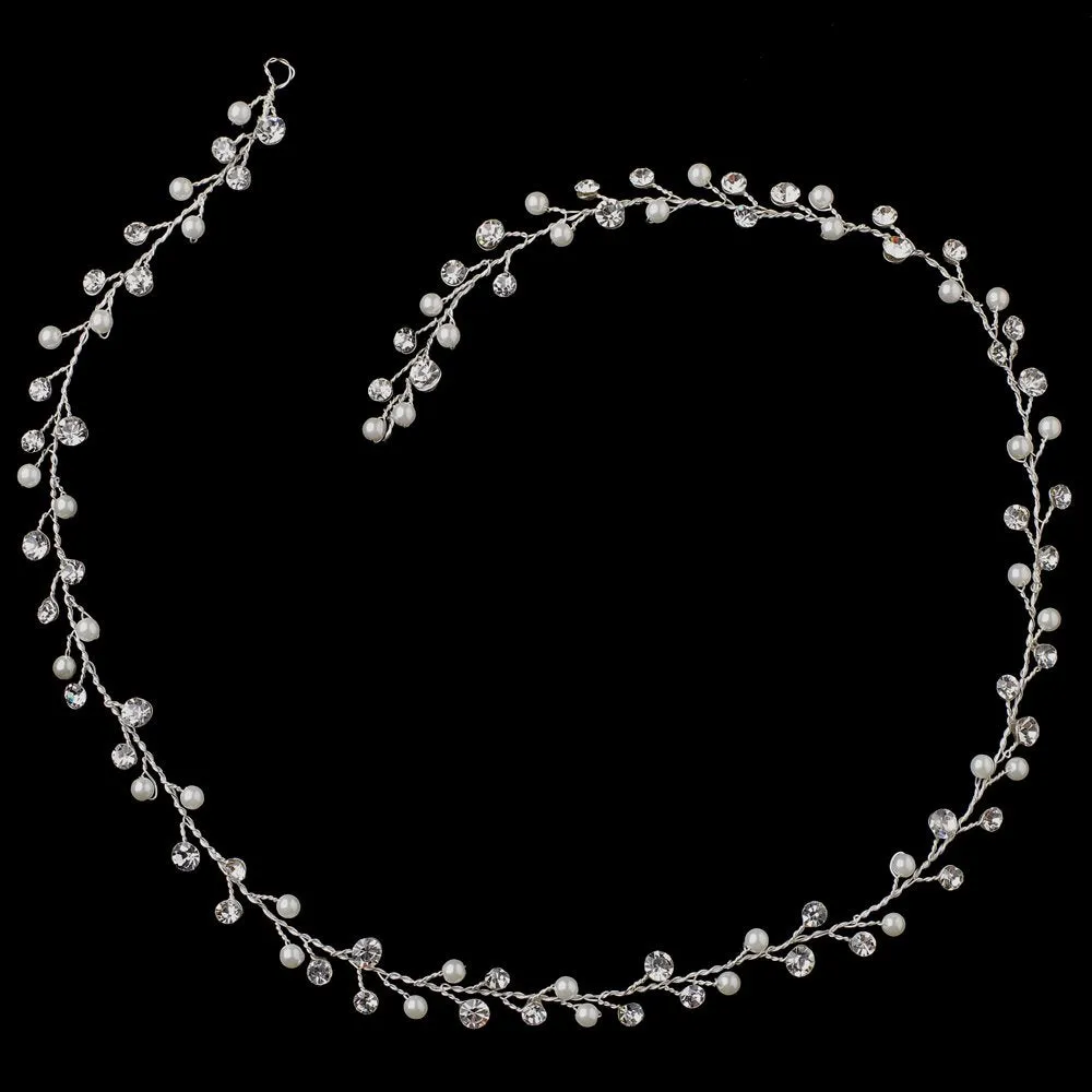 Light Gold Ivory Pearl & Crystal Vine Headband