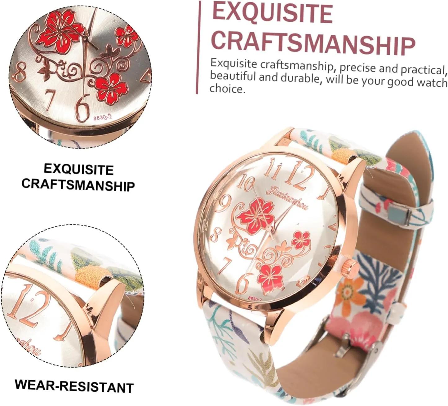 Light Luxury Watch Stylish Printed Leather Strap Wrist Watch for Women Unique Dial Design Comfortable