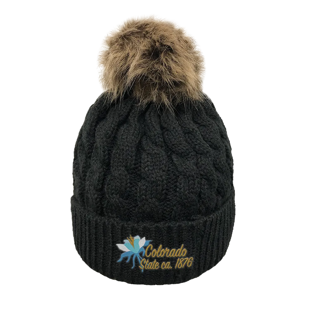Limited Edition - Colorado Crafted Quality Chunky Pom Pom Beanie- Colorado State Flower
