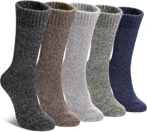LINEMIN Wool Socks for Women Winter Warm Hiking Thick Warm Cozy Boot Crew Gift Socks 5 Pairs