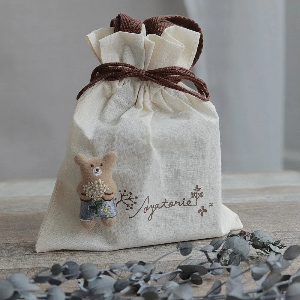 Little Bear and Flower Padded Brooch