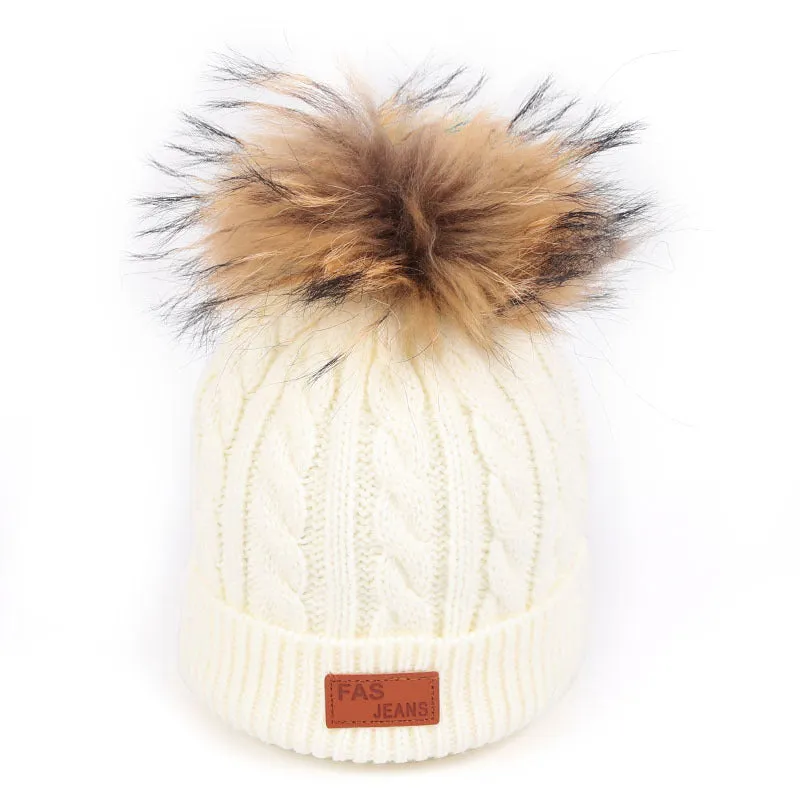 Little Gigglers World Warm Cozy Kids Cute Hat with Furry Pom