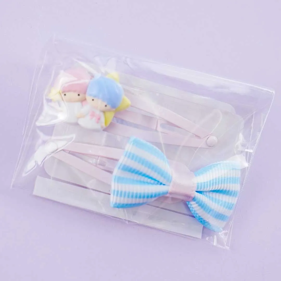 Little Twin Stars & Ribbon Hair Clip Set