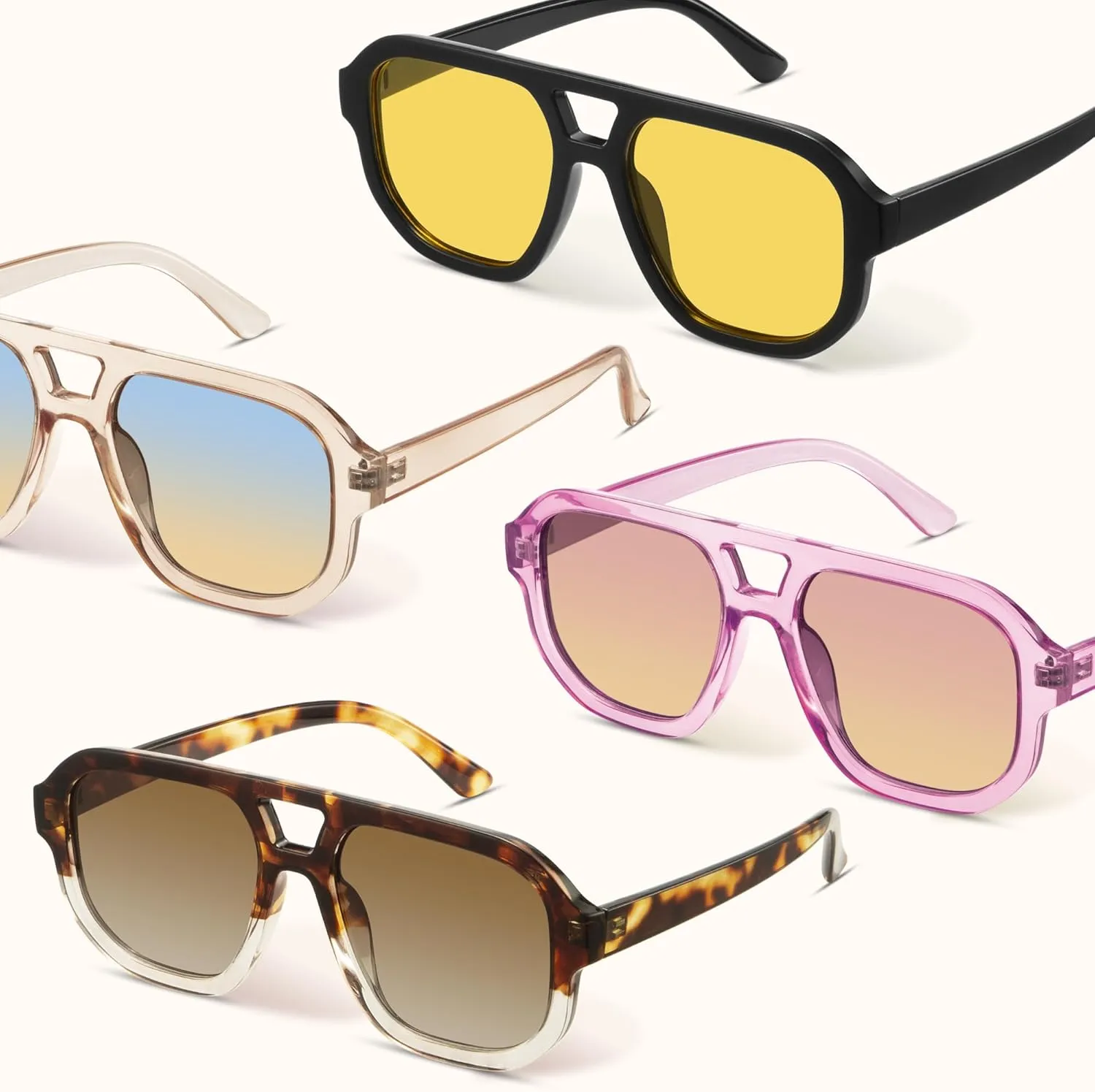 livho Trendy Polarized Square Aviator Sunglasses Women Men Square Eyewear Frame, Retro Sun Glasses for Women Men 2025 Shades
